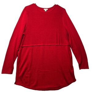 J. Jill Tunic Sweater sz Large Knit Wool Blend Long Sleeve Side Slit Minimalist